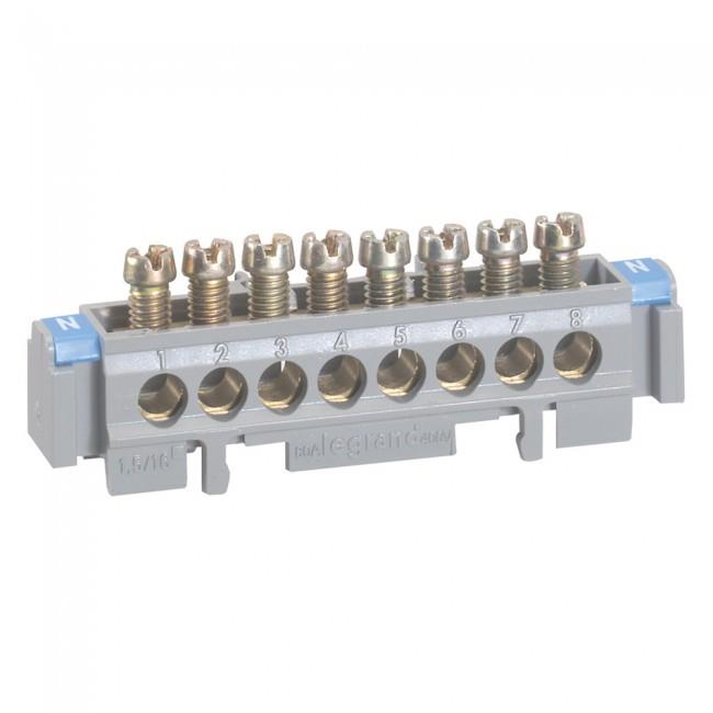 004822 Клемен блок IP00 с опора за DIN, 8x1.5-16², L= 75мм, (L/N/PE), Legrand_small