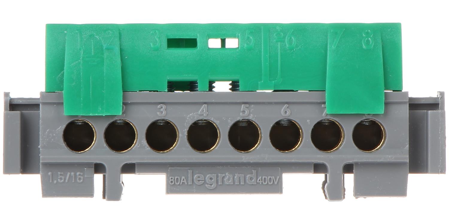004832 Клемен блок IP2X, зелен (PE), 8x1.5-16², L= 75мм, Legrand_small