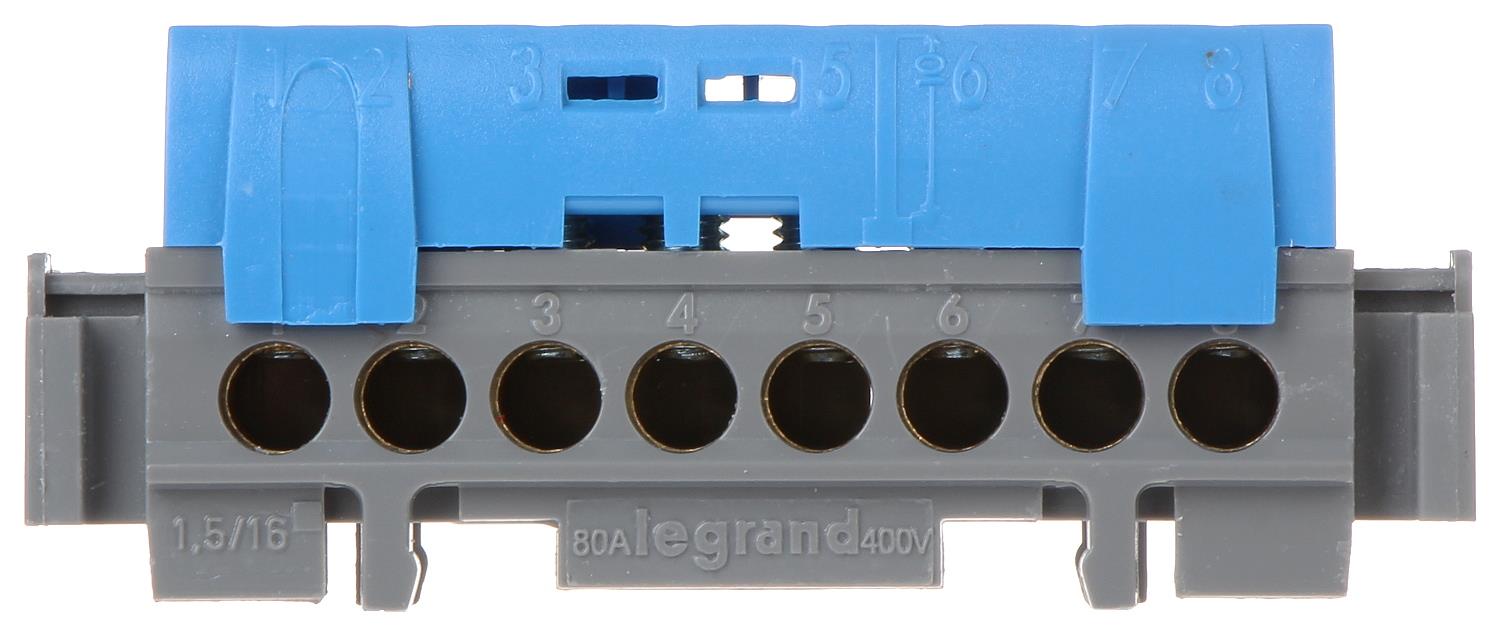 004842 Клемен блок IP2X, син (N), 8x1.5-16², L= 75мм, Legrand