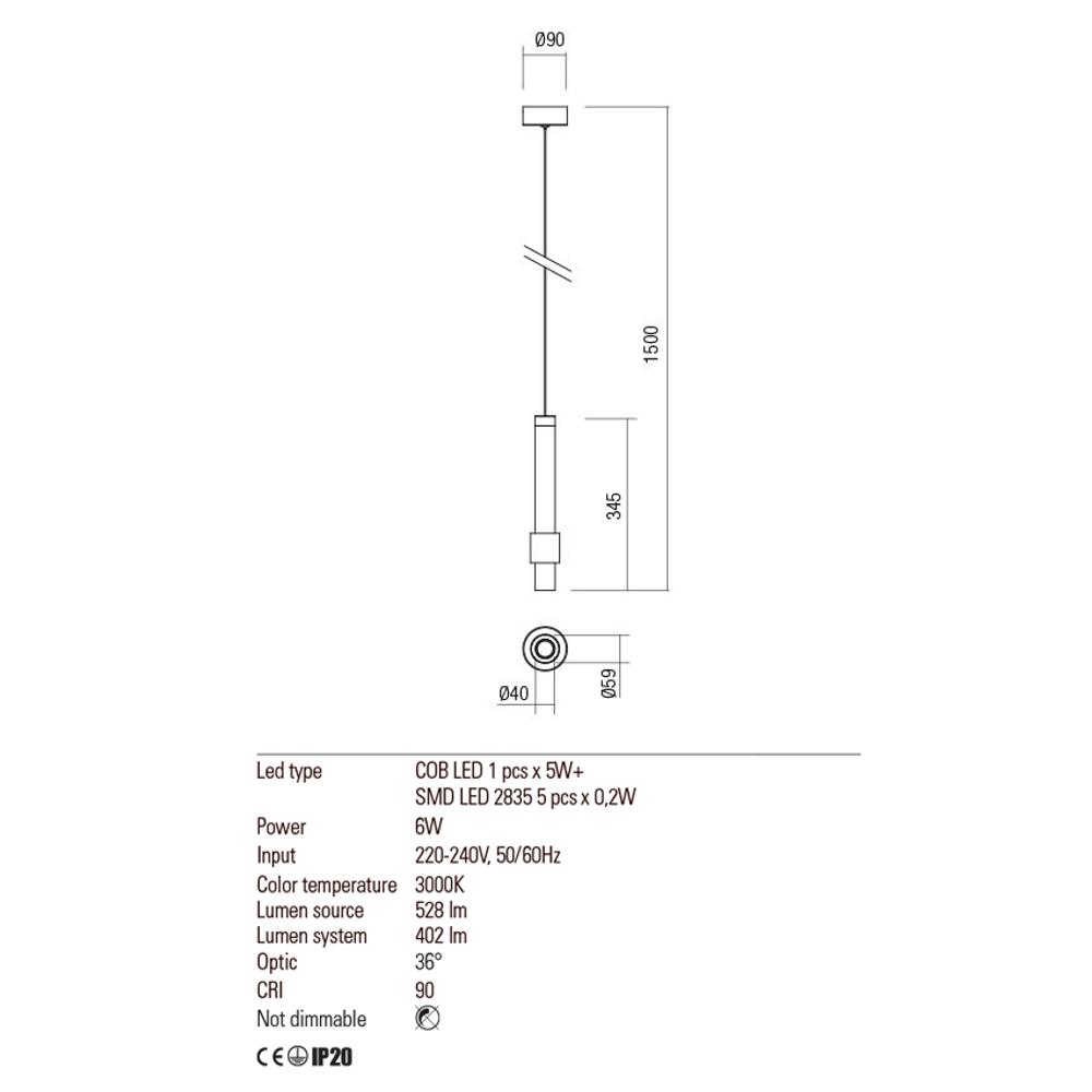01-1994 TYCON SU LED 6W 3000K BK Пендел, Redo_small