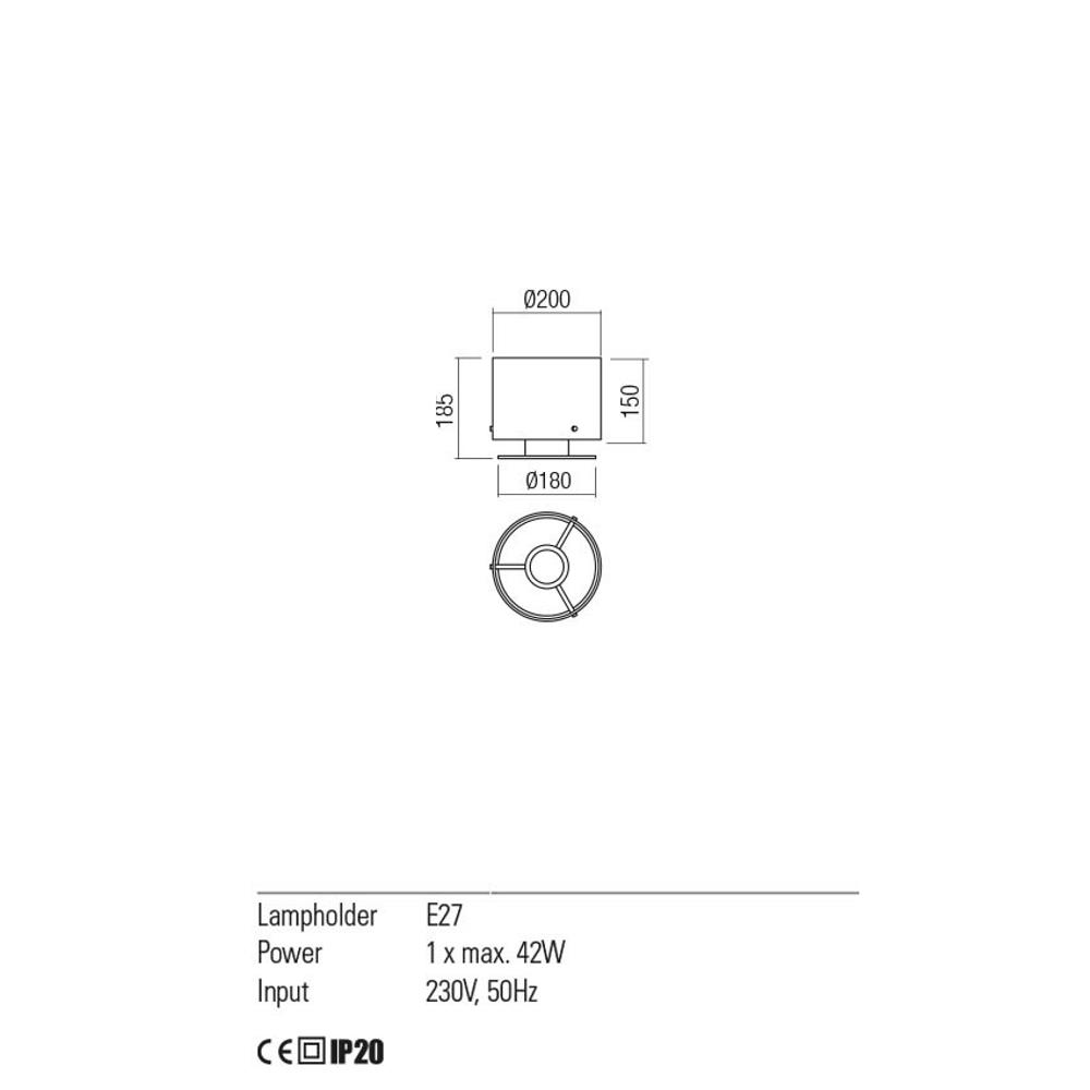 01-2011 Настолна лампа Lou, 1X42W E27, D200 H150, цвят Mat black/Smoke, Redo_small