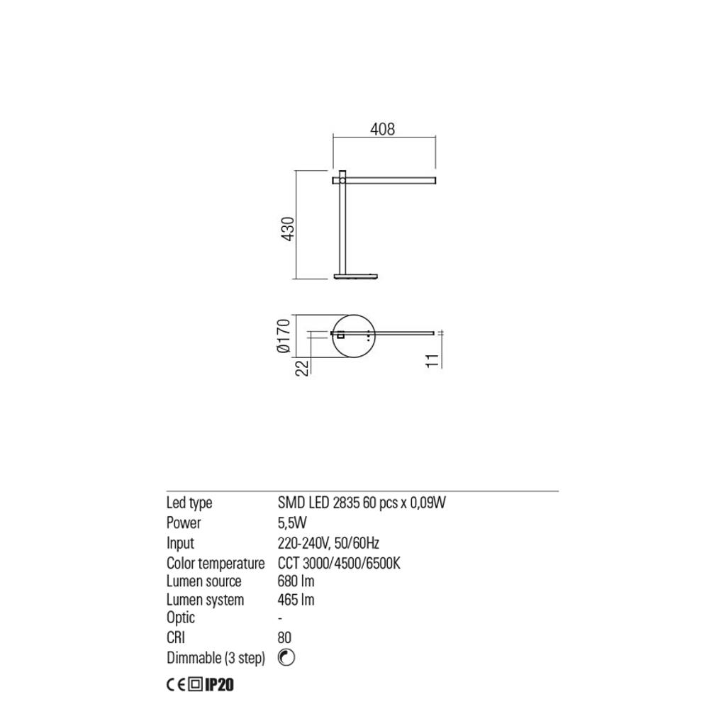 01-2212 Настолна лампа Omeo, SMD LED 7W 3000K-6500K, H430, цвят Sand white, Redo_small