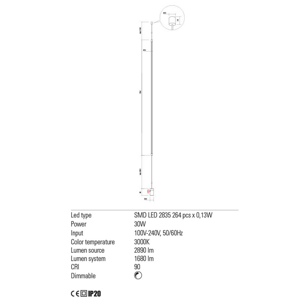 01-2284 Осветително тяло ACROBAT, SMD LED 30W 3000K , цвят Mat black/Opal, Redo_small