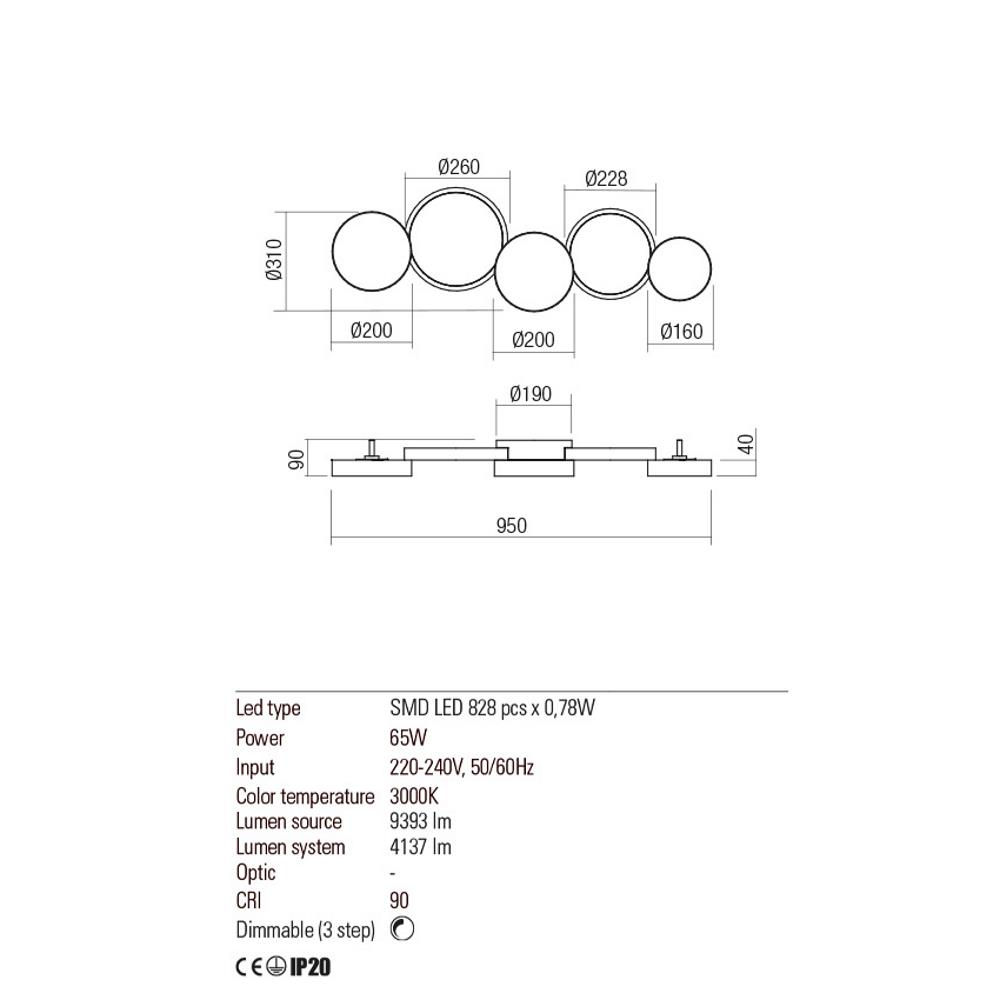 01-2541 Плафониера CRONOS LED 65W 3000K BK, Redo_small