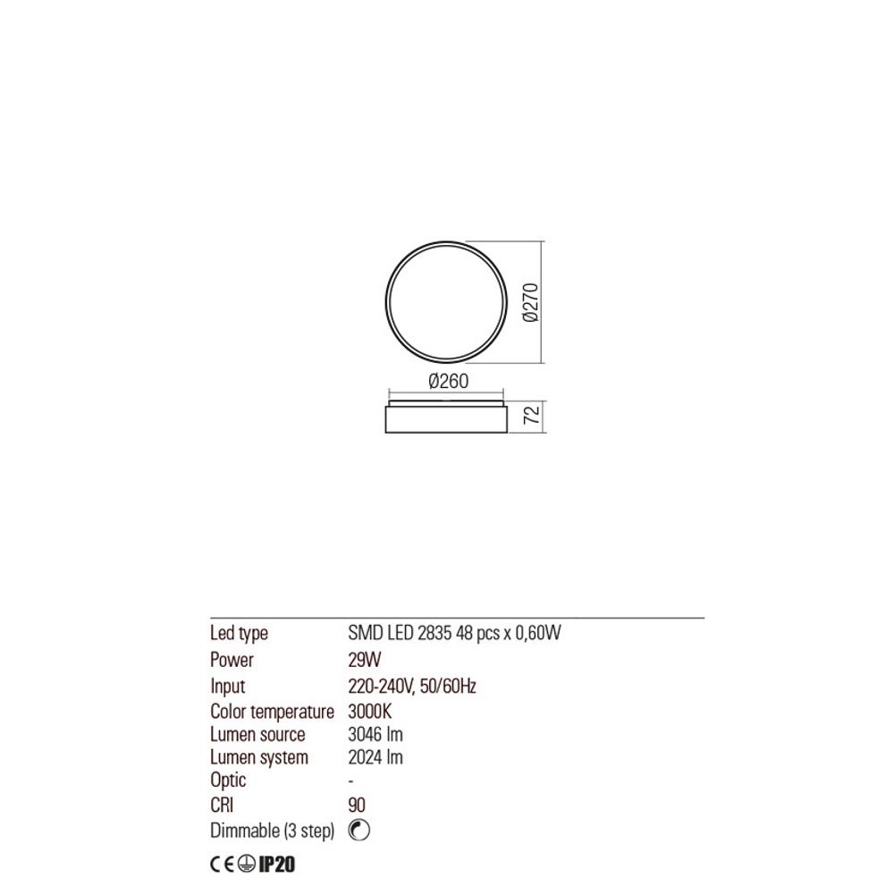 01-2565 Плафониера YOMO LED 29W 3000K GD, Redo_small
