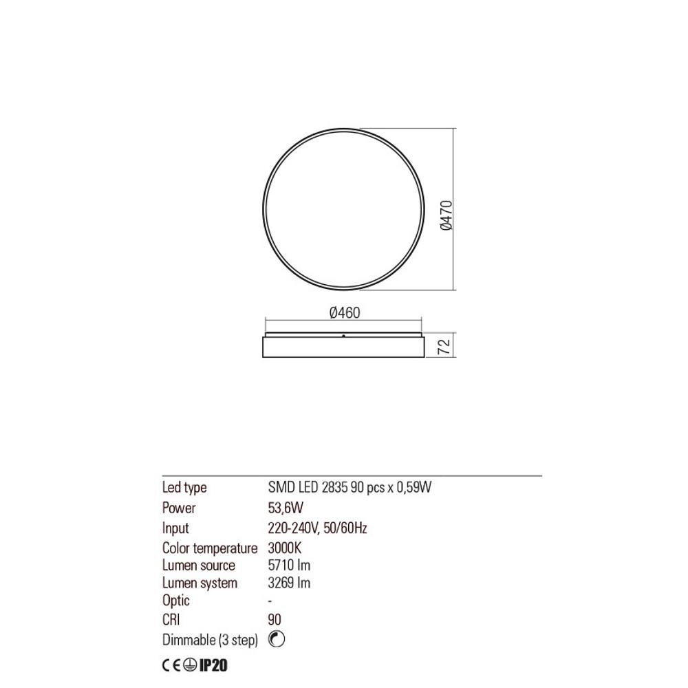 01-2571 Плафониера YOMO LED 54W 3000K GD, Redo_small