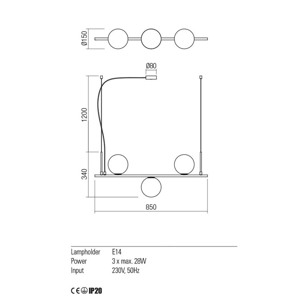 01-2647 Осветително тяло TALIS, 3X28W E14 L850 H1200, цвят Mat black, Redo_small