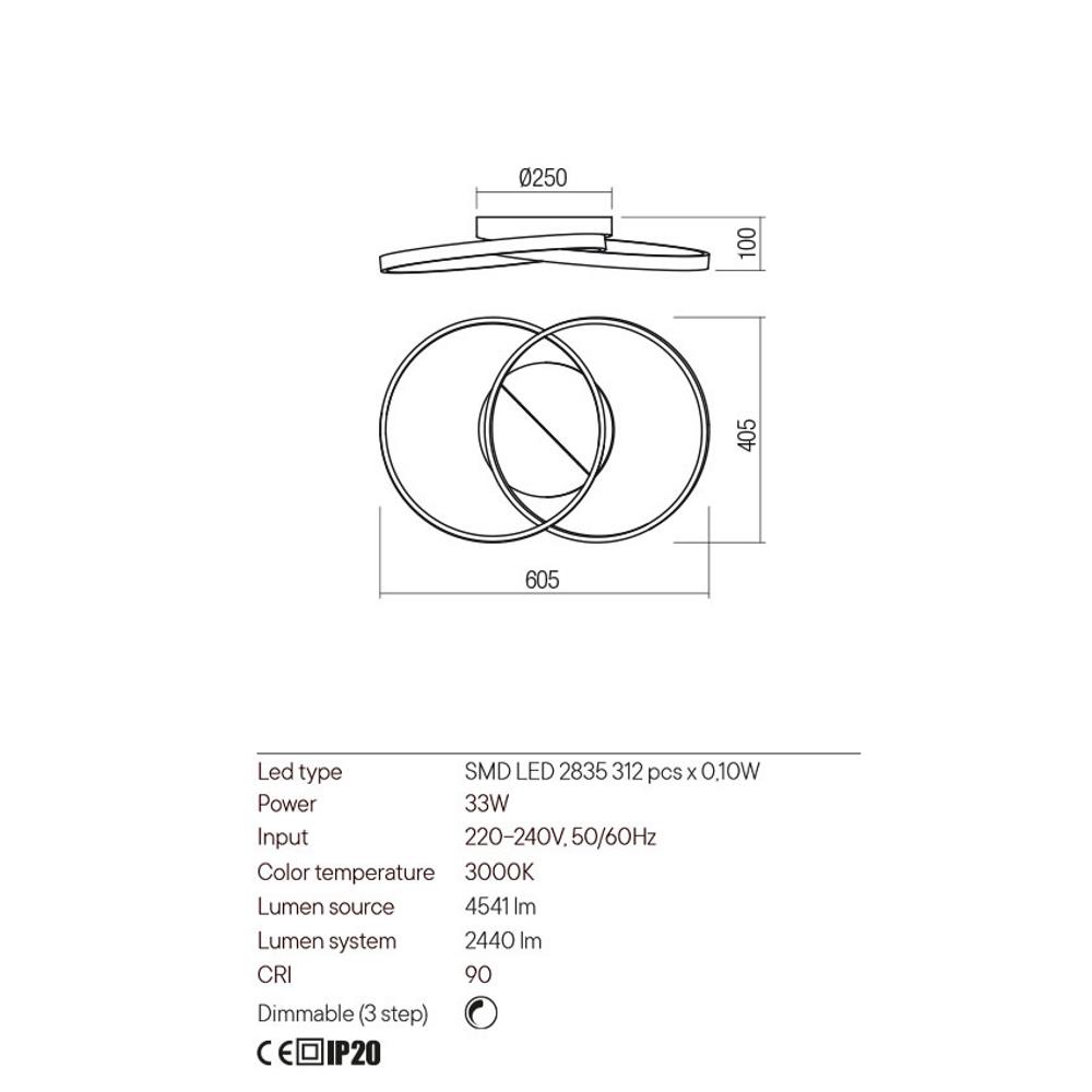 01-2680 Плафониера ESPIRAL LED 33W 3000K SB, Redo_small