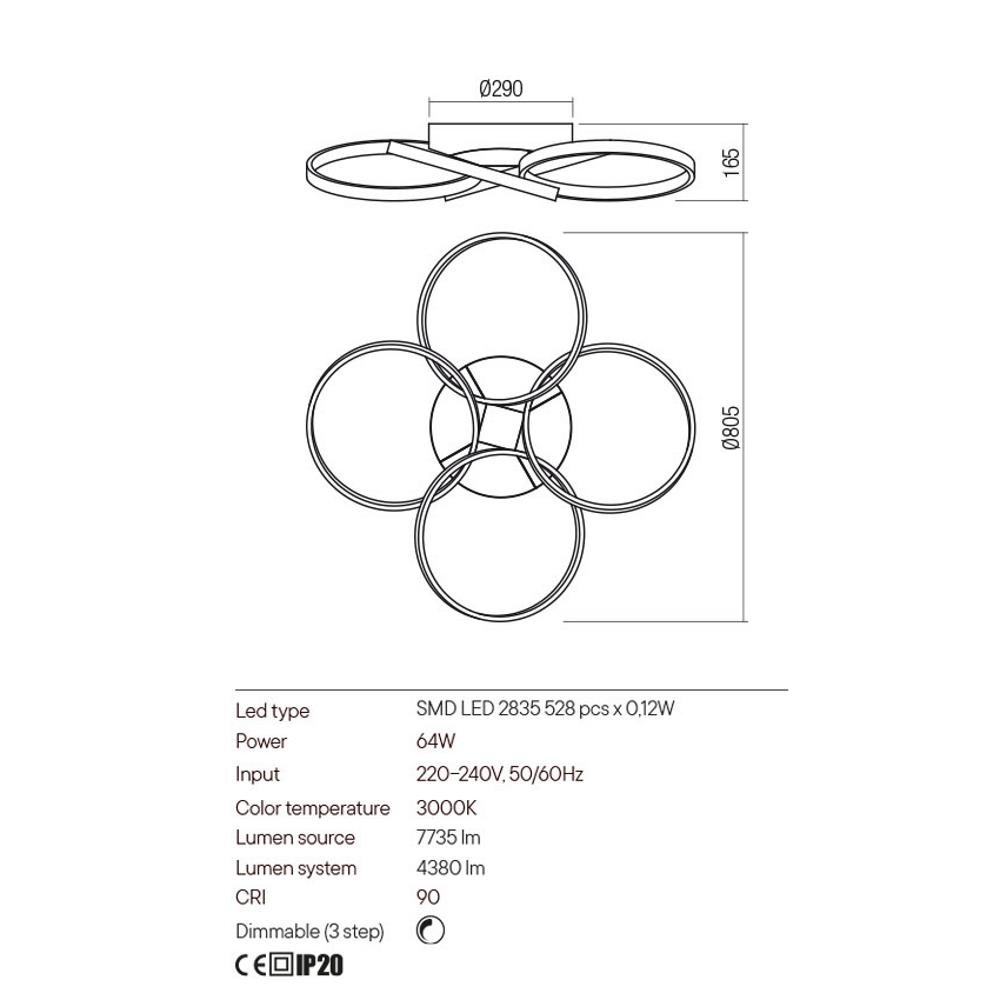 01-2681 Плафониера ESPIRAL LED 64W 3000K SWH, Redo_small