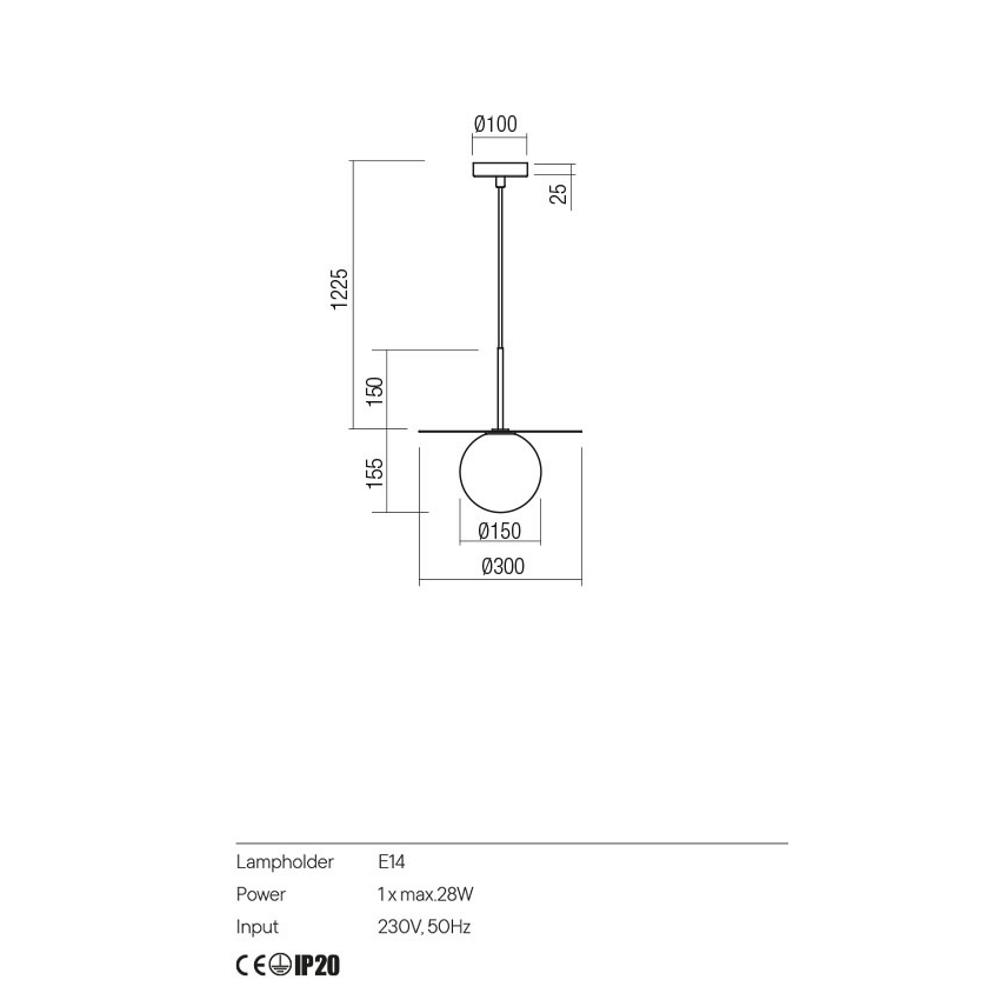 01-2730 Пендел PLATO, 1X28W E14 D300 H1225, цвят Sand black, Redo_small