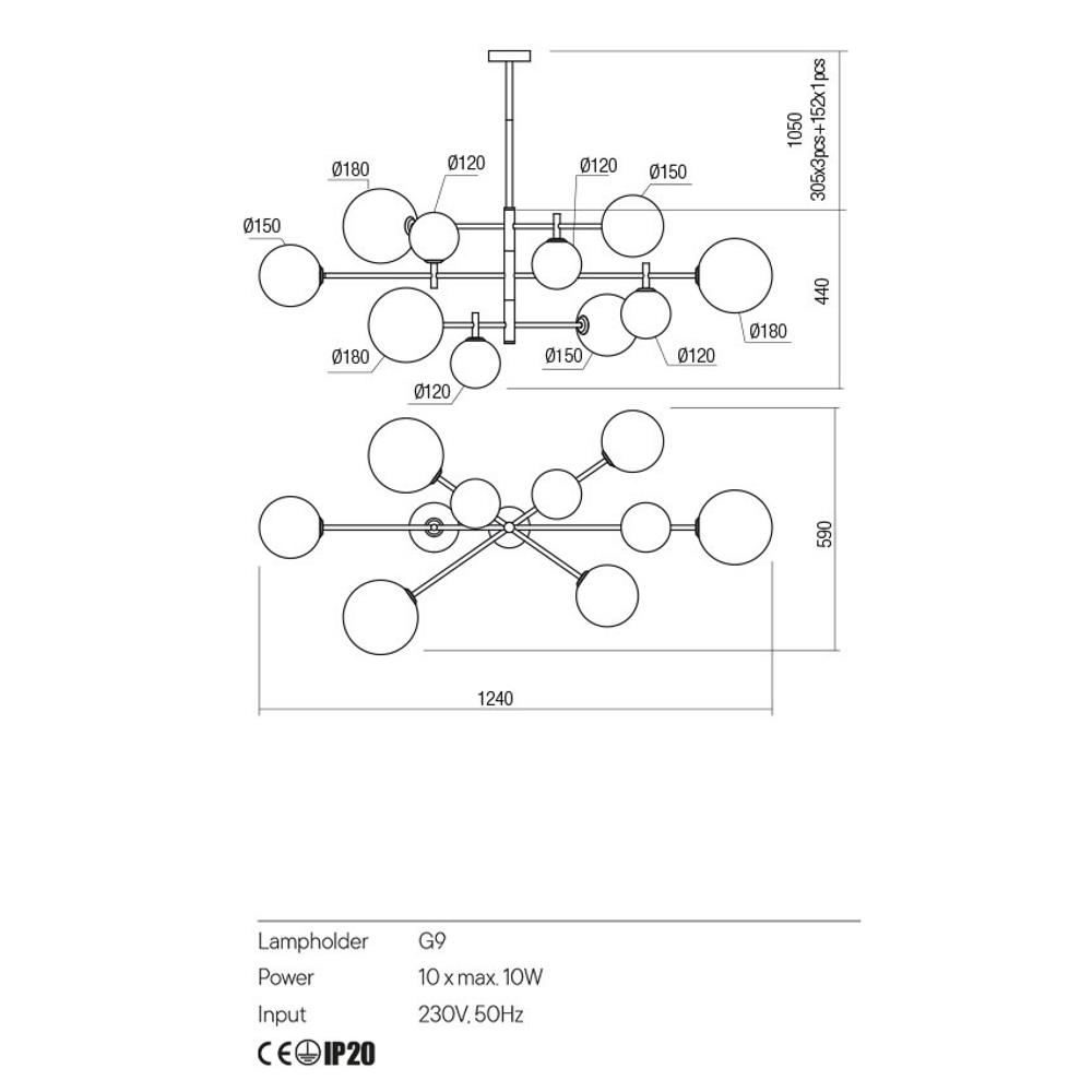 01-2781 ROY SU 10X10W G9 MATT BRASS/ GOLD+COFFEE IP20 Полилей, Redo_small