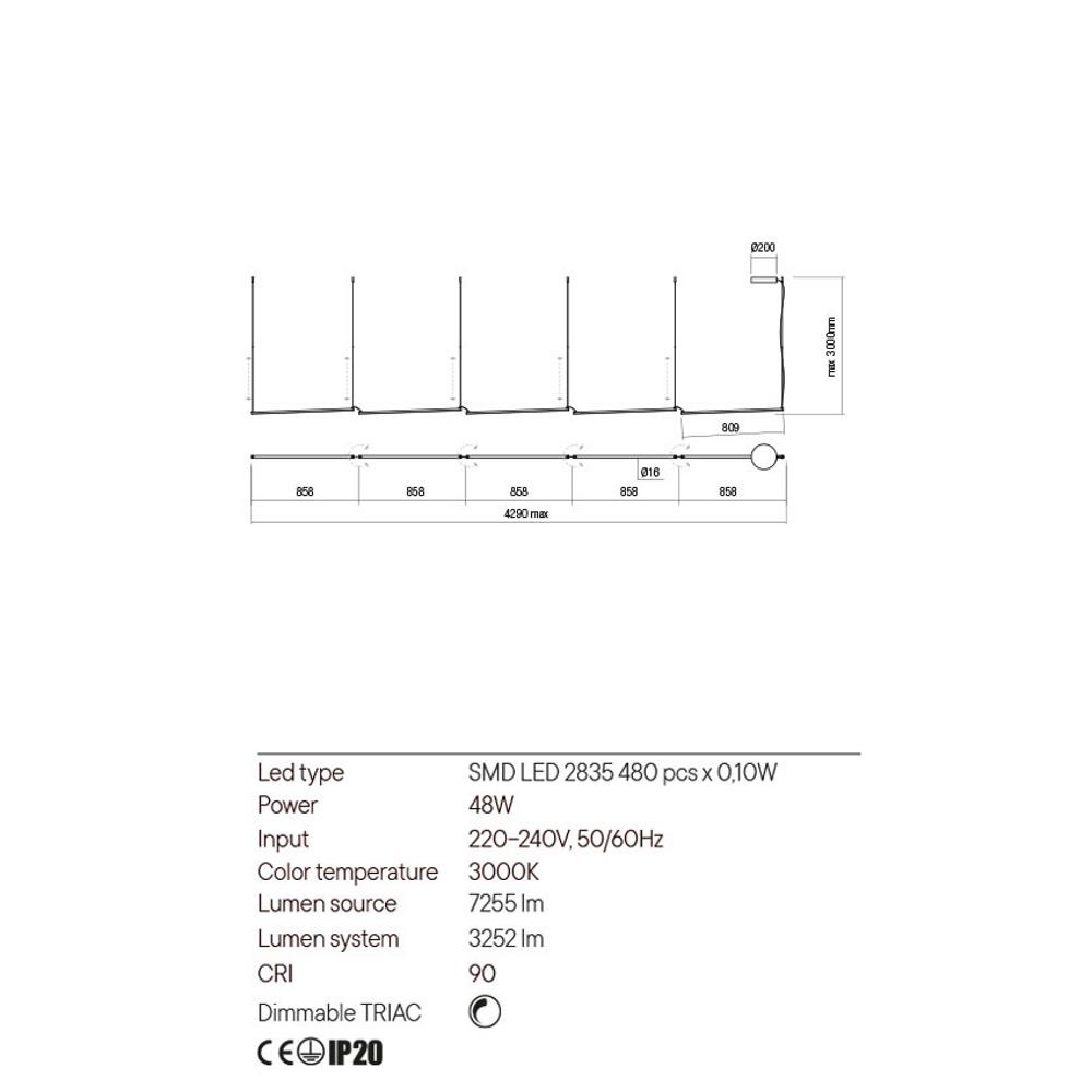 01-2800 STICK SU LED D1400 48W 3000K BRASS Осветително тяло, Redo_small