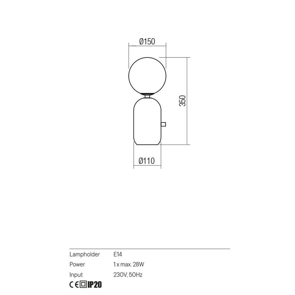 01-2930 Настолна лампа Helios, 1x28W E14, D150, H350, цвят Mat black/Opal, Redo_small