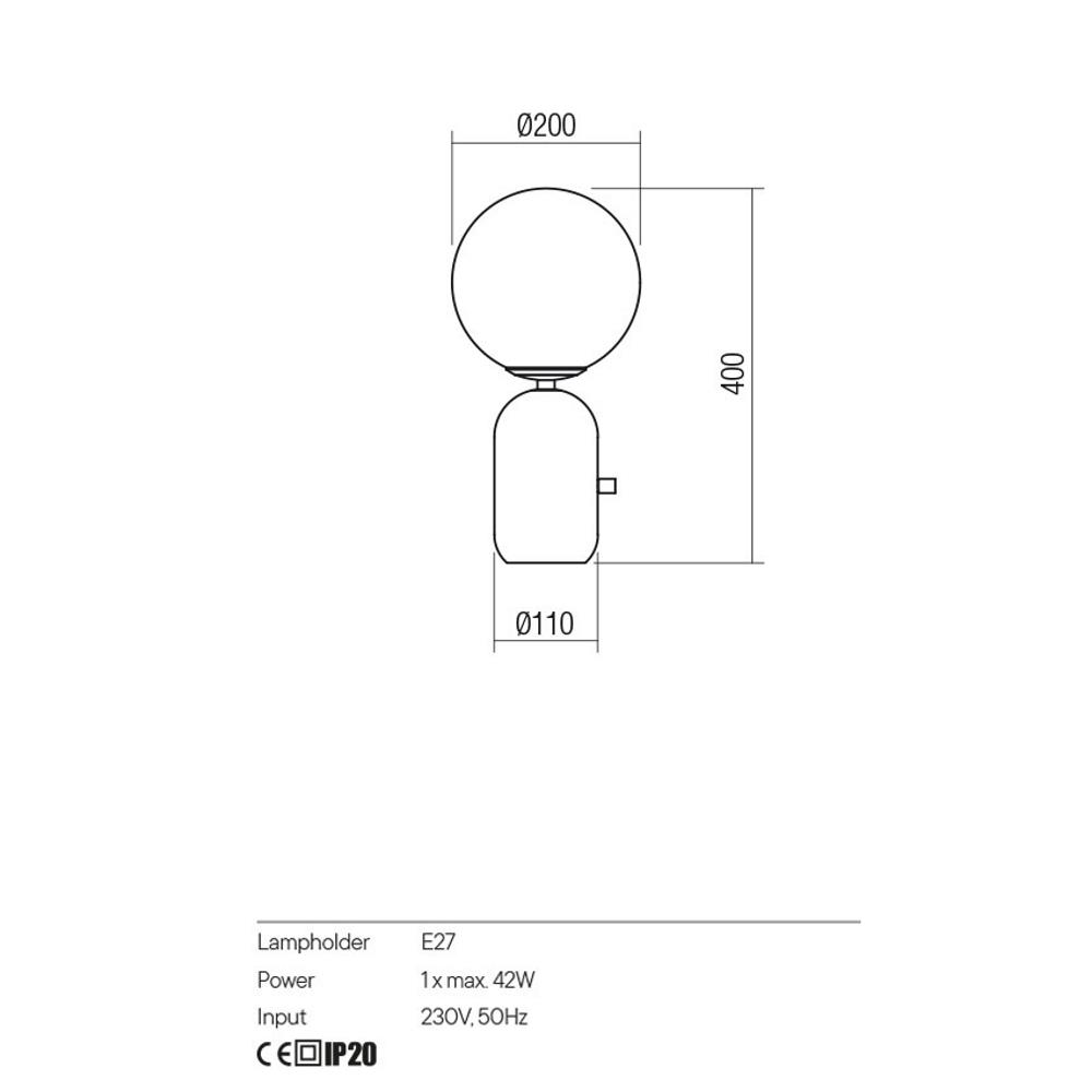 01-2932 Настолна лампа Helios, 1x42W E14, D200, H400, цвят Mat black/Opal, Redo_small