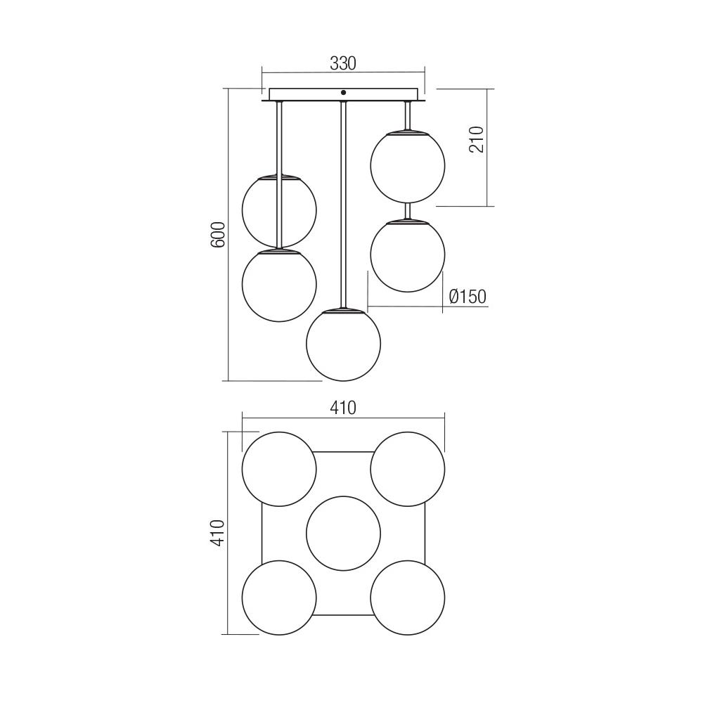 01-3070 Плафониера BOLDY 5x28W E14 BLACK/SMOKEY Smarter_small