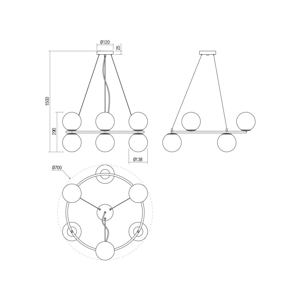 01-3157 Полилей BOWLING SU 6X28W E14 GD Smarter_small