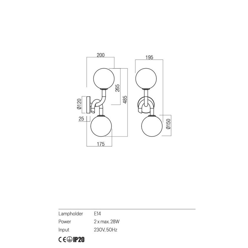 01-3255 Аплик Confusio, 2x28W E14, цвят Sand black, Redo_small