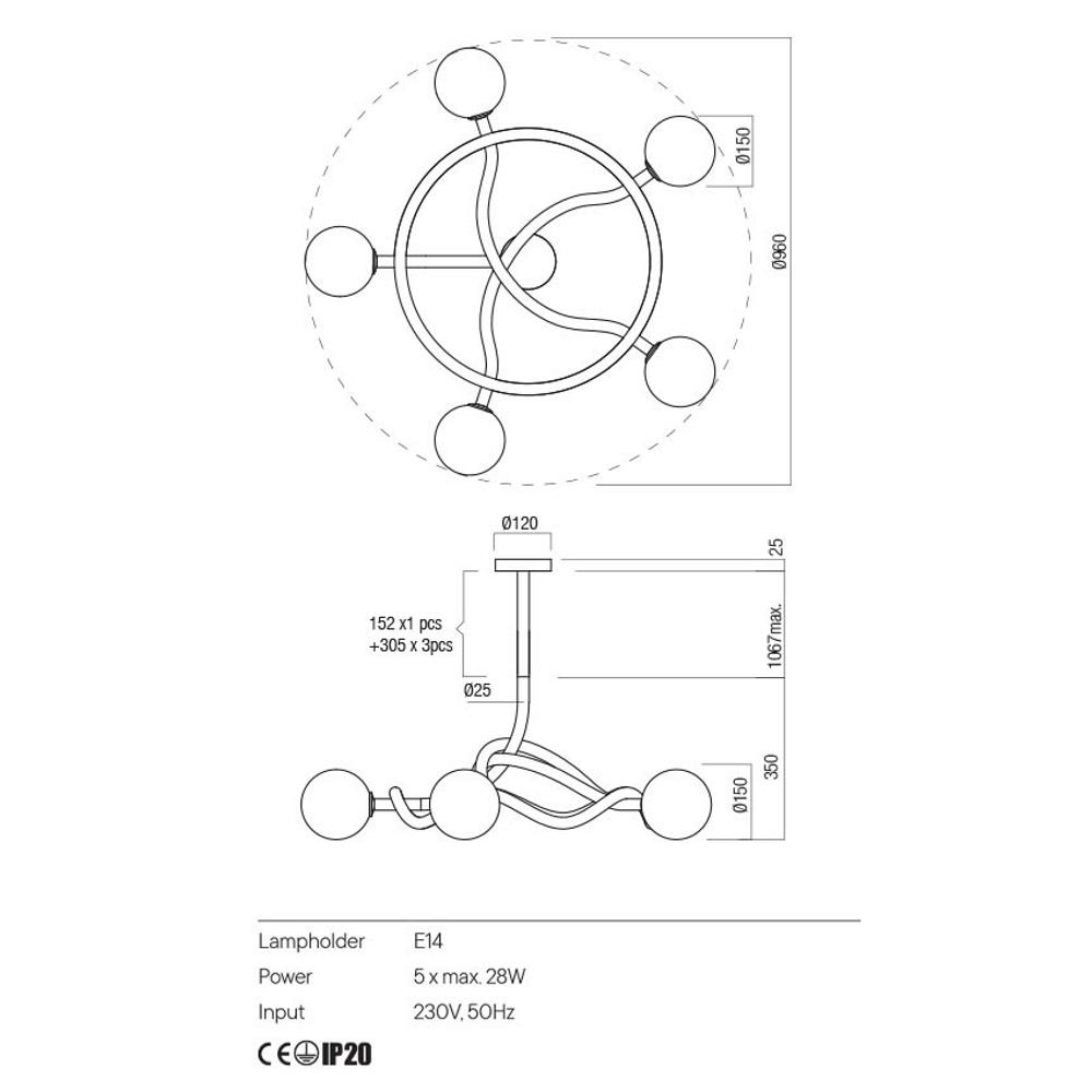 01-3259 CONFUSIO SU 5x28W E14 MATT BLACK Полилей, Redo_small
