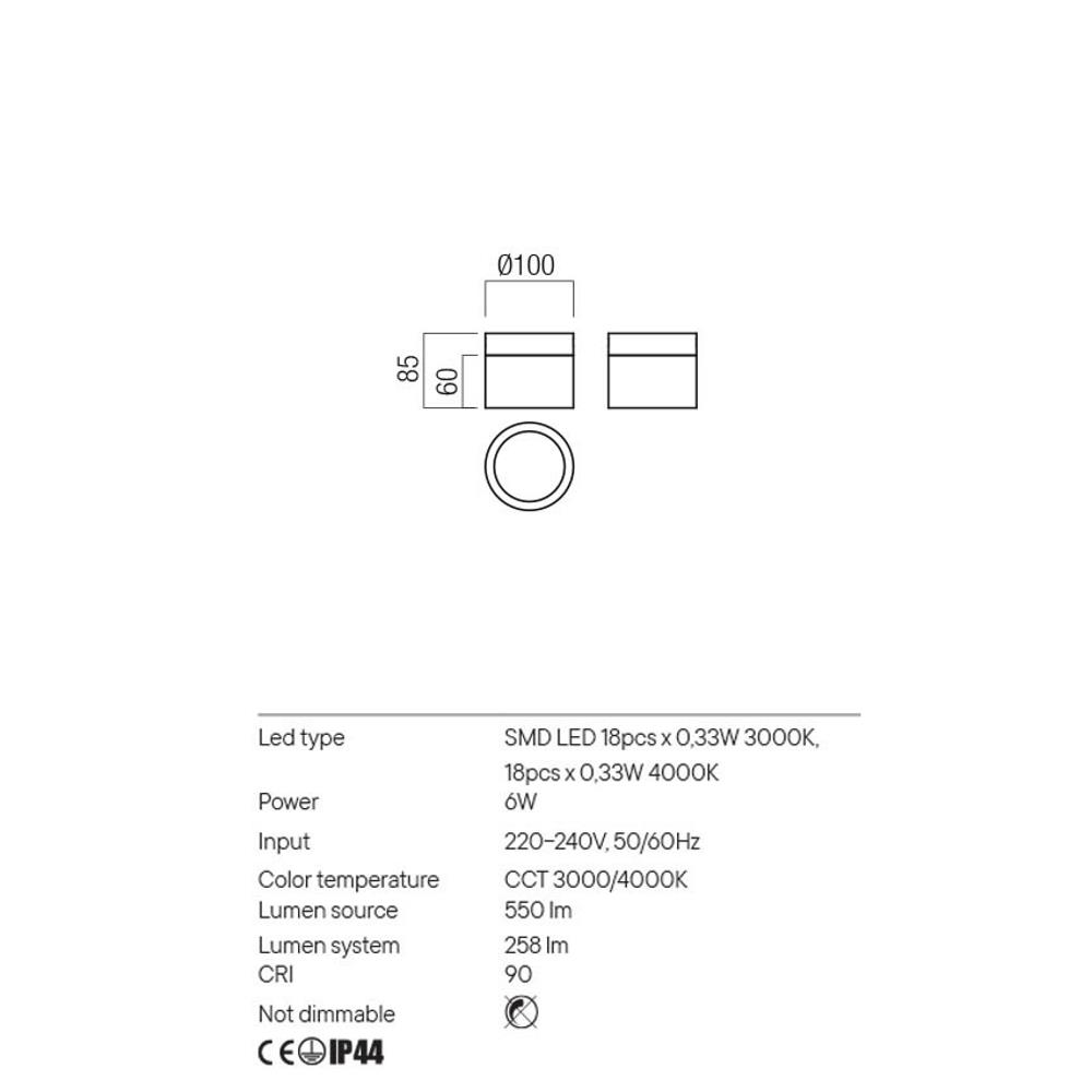 01-3357 Плафониера NAIDA 1x6W LED SWH, Redo_small