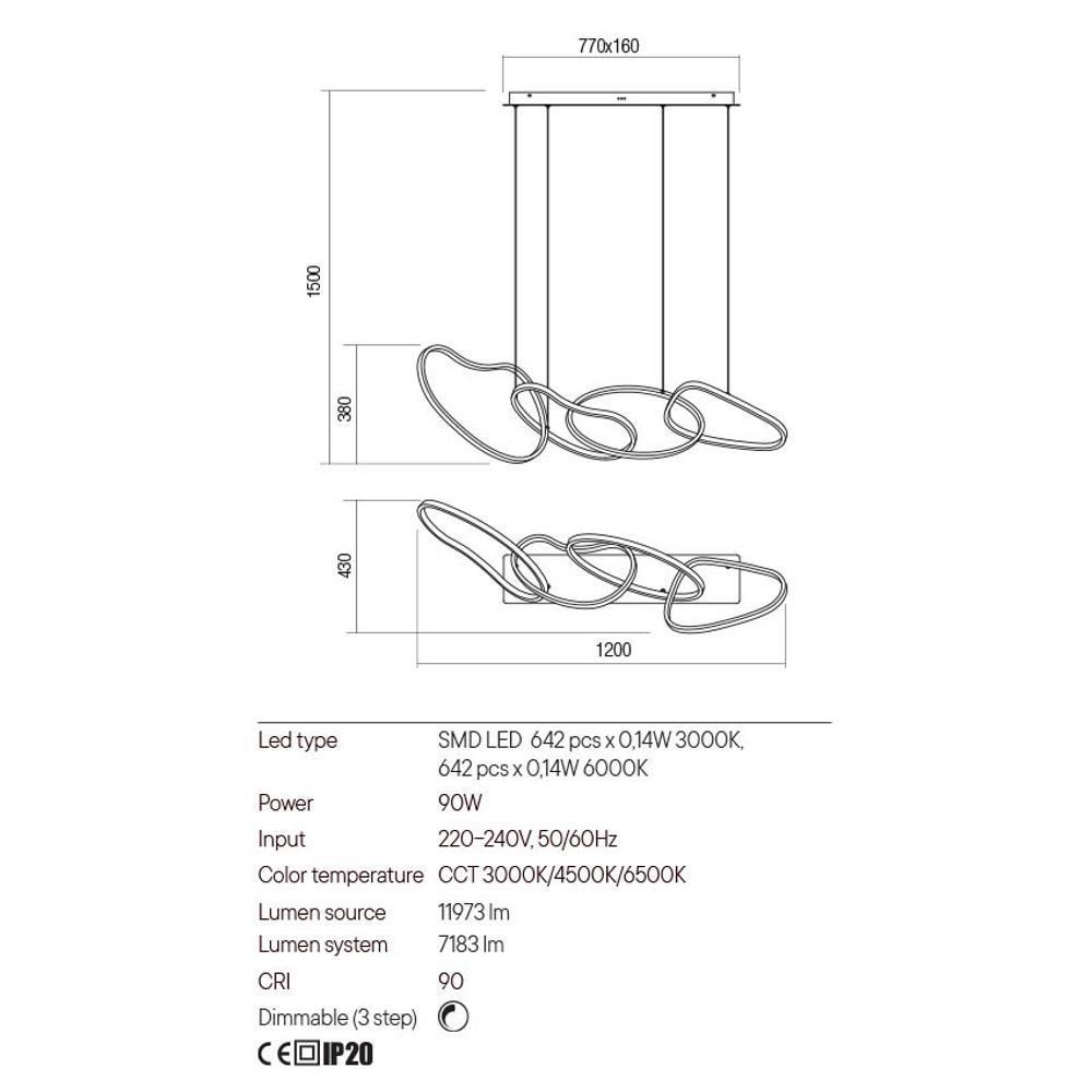 01-3389 Осветително тяло BIAS, SMD LED 87.4W CCT L1200 H1500, цвят Mat gold, Redo_small