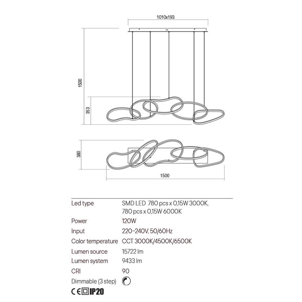 01-3392 Осветително тяло BIAS, SMD LED 108.6W CCT L1500 H1500, цвят Mat gold, Redo_small