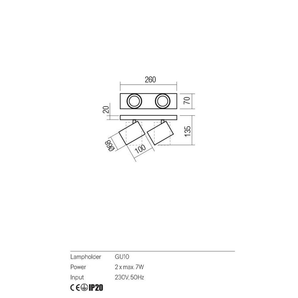 01-3440 CORINTH PR 2X7W H100 SWH Прожектор/спот, Redo_small