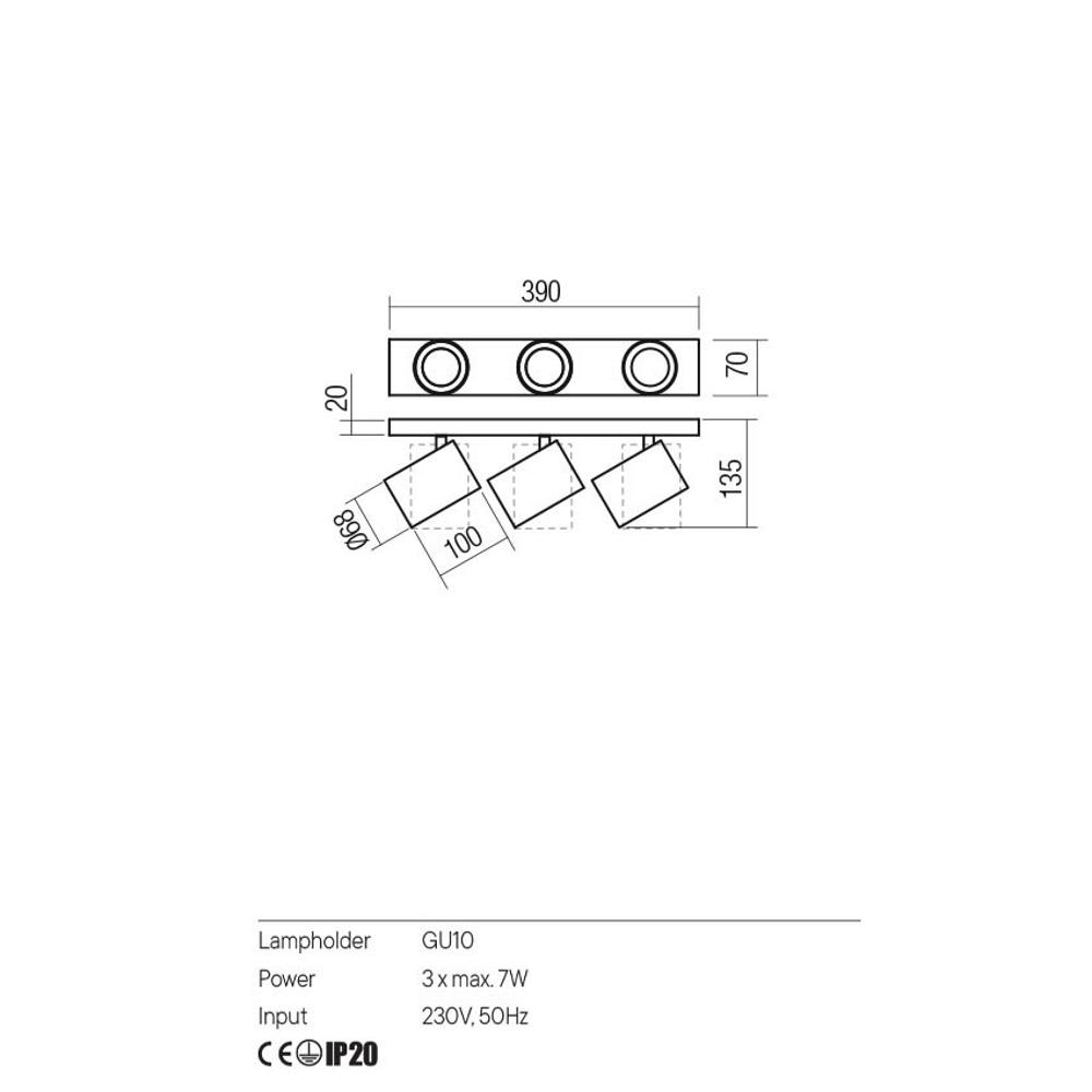 01-3444 CORINTH PR 3X7W GU10 H100 MGD Прожектор/спот, Redo_small