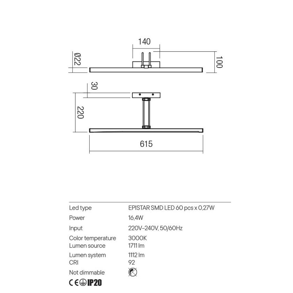01-3473 Аплик Ikon, SMD LED 16.4W 3000K, цвят Antique brass, Redo_small