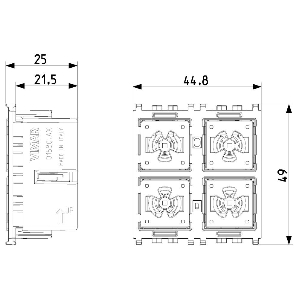 01580.AX 4-бутонен механизъм KNX EIKON, 1p, NO, 10А, 2М, Vimar_small