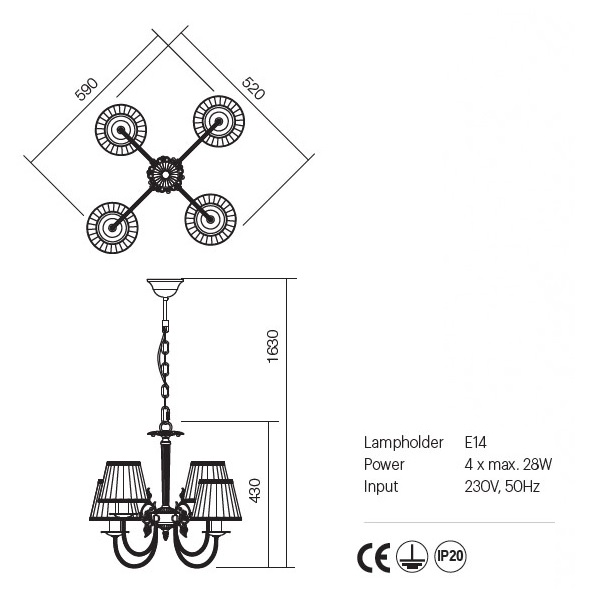 02-657 Полилей ILARIA SUSP 4X28W E14, Incanti_small