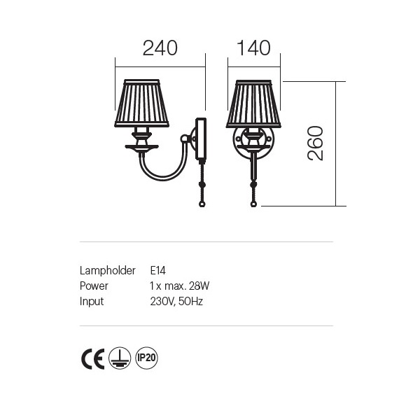 02-682 Аплик GRETA AP 1X28W E14 CU LANT, Incanti_small