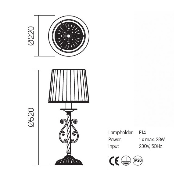 02-732 Настолна лампа MILENA VE 1X28W E14, Incanti_small