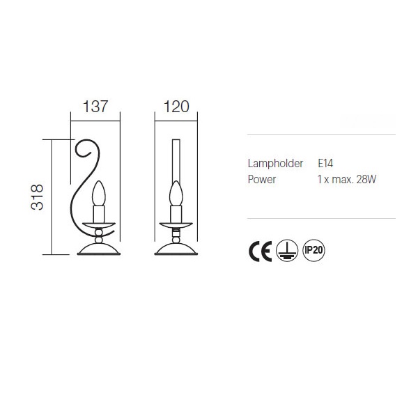 02-819 Настолна лампа FENICE VE 1X28W E14 ARGENTO, Incanti_small