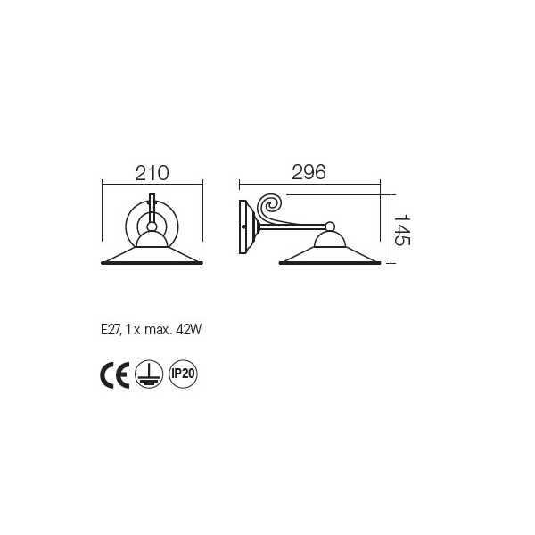 02-900 Конзола за стена LEA STRUCTURA AP 1X42W E27 BR, Incanti_small