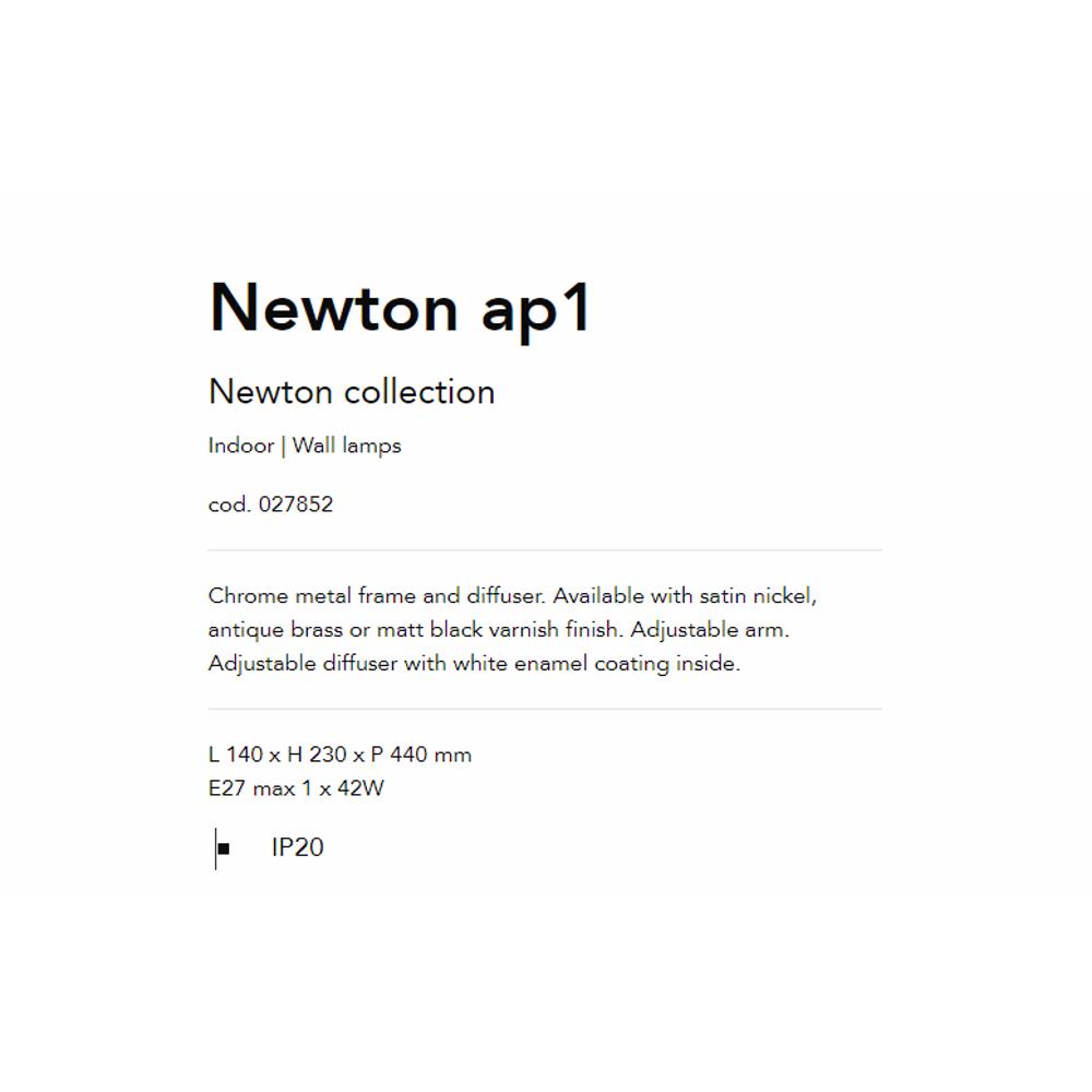 027852 Newton Аплик, E27 max1x60W, IP20, Ideal Lux_small
