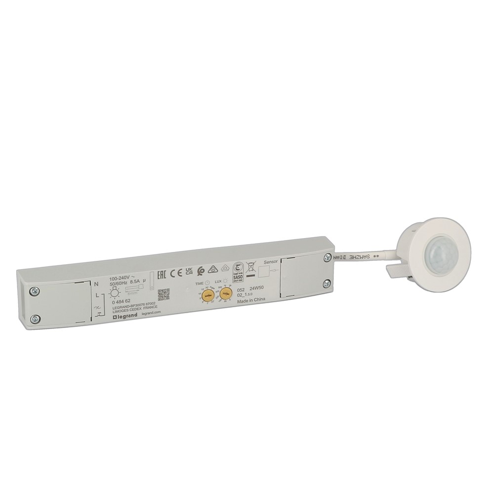 048462 PIR Мини детектор за движение Green-I GI-MRW, СМ, on/off, обхват 360°,  площ над 78,5м², 100-240V AC, дистанционно, white, Legrand_small