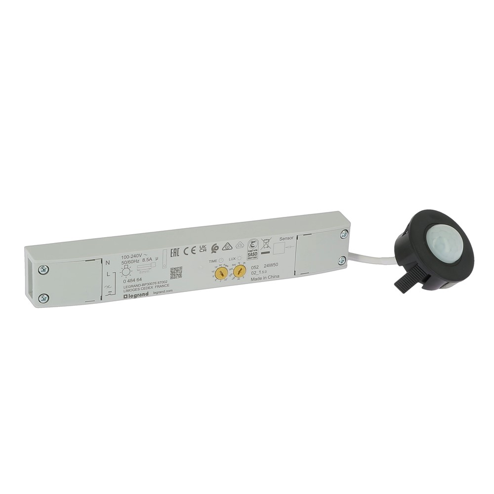 048464 PIR Мини детектор за движение Green-I GI-MRB, СМ, on/off, обхват 360°,  площ над 78,5м², 100-240V AC, дистанционно, black, Legrand_small