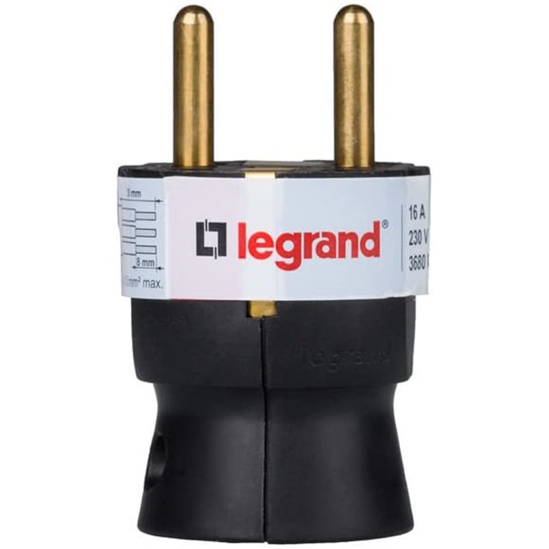 050178 Legrand Щепсел 2P+E, 16 A, под 90 градуса,  немски стандарт, Черен_small