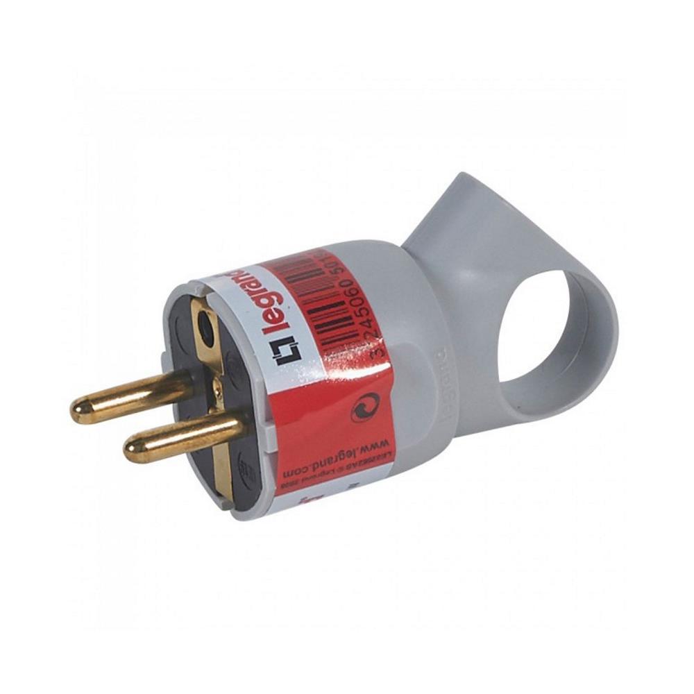 050192 Legrand Щепсел с ухо 2P+E, 16 A, немски стандарт, сив_small