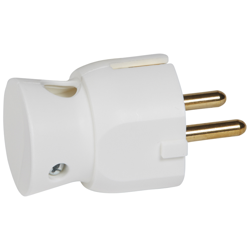 050316 Щепсел 2Р+E, 16А 250V, изход за кабел 90°, бял, Legrand