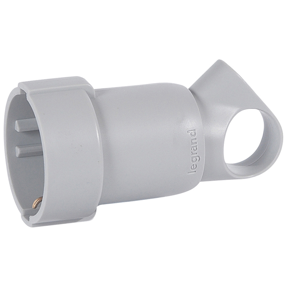 050325 Щекер 2P+E 16A, с ринг, изход за кабел 45°, сив, Legrand_small