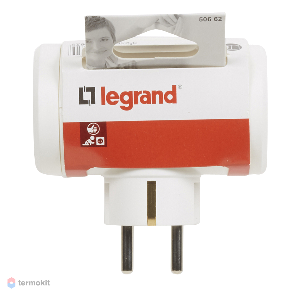 050662 Legrand Разклонител щепсел Бял 3х2P+E, немски стандарт, Бял_small