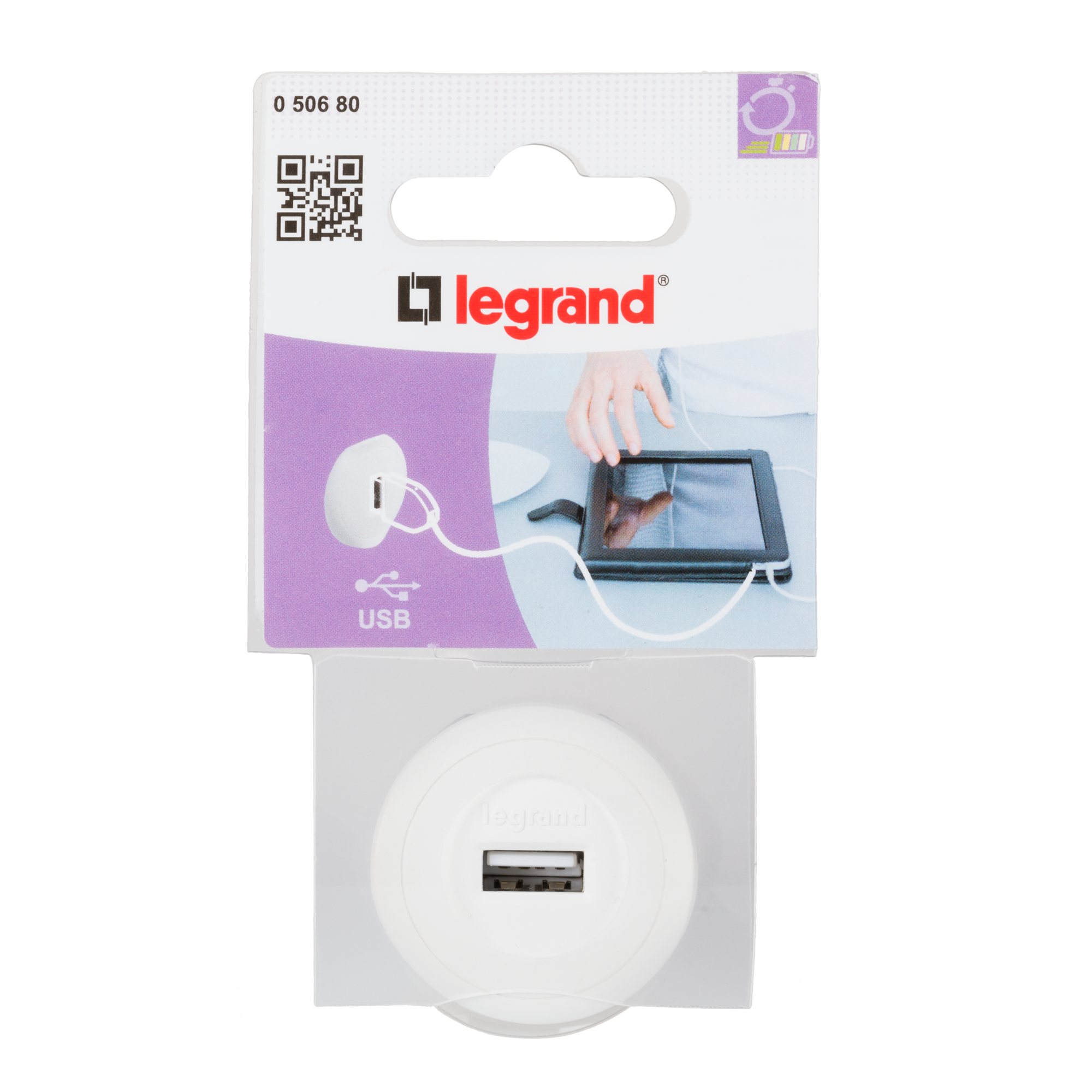 050680 Legrand USB Адаптор за директно зареждане 5V - 1.5 A,  Бял_small