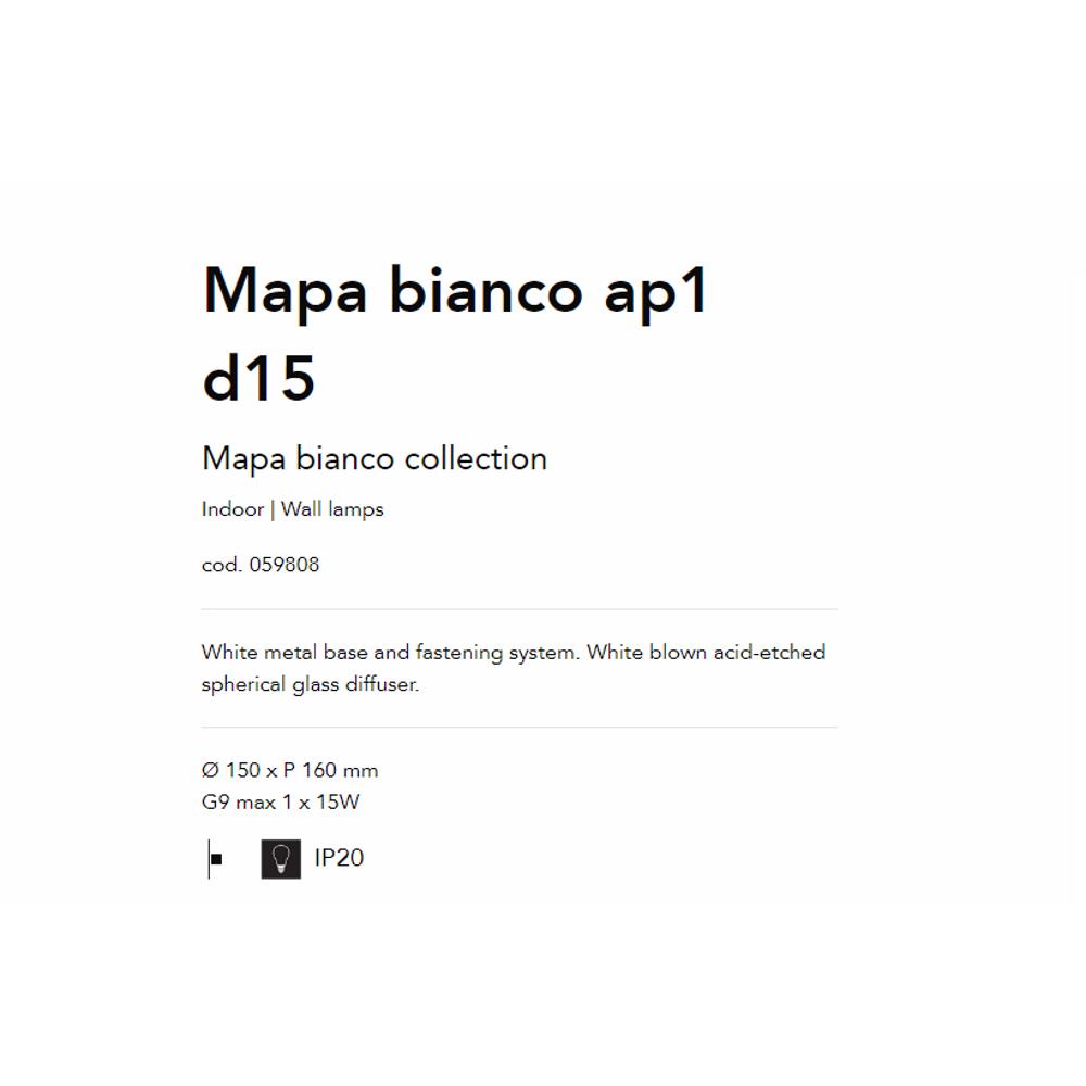 059808 Mapa Bianco Аплик, AP1 D15, G9 max1x40W, IP20, Ideal Lux_small