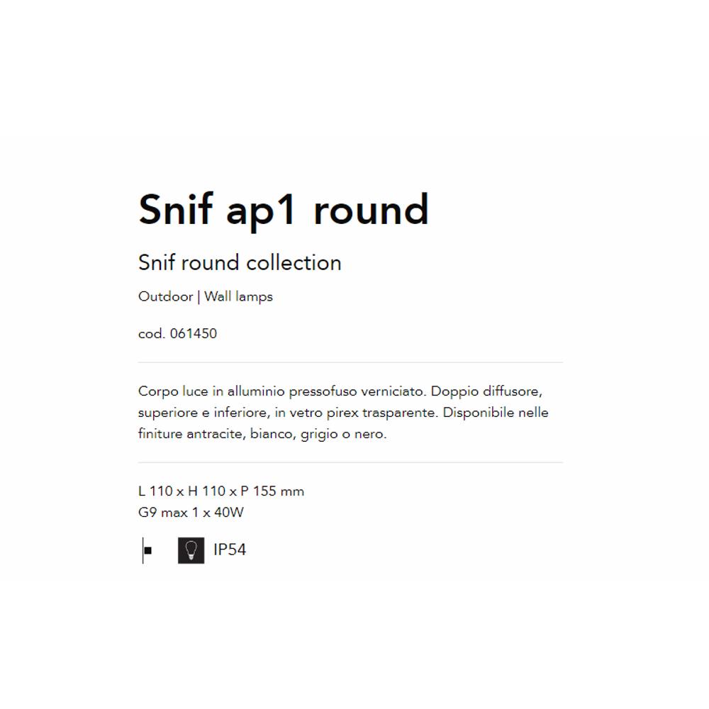 061450 Snif Round Градински аплик G9 max 1 x 40W, IP54 Ideal Lux_small
