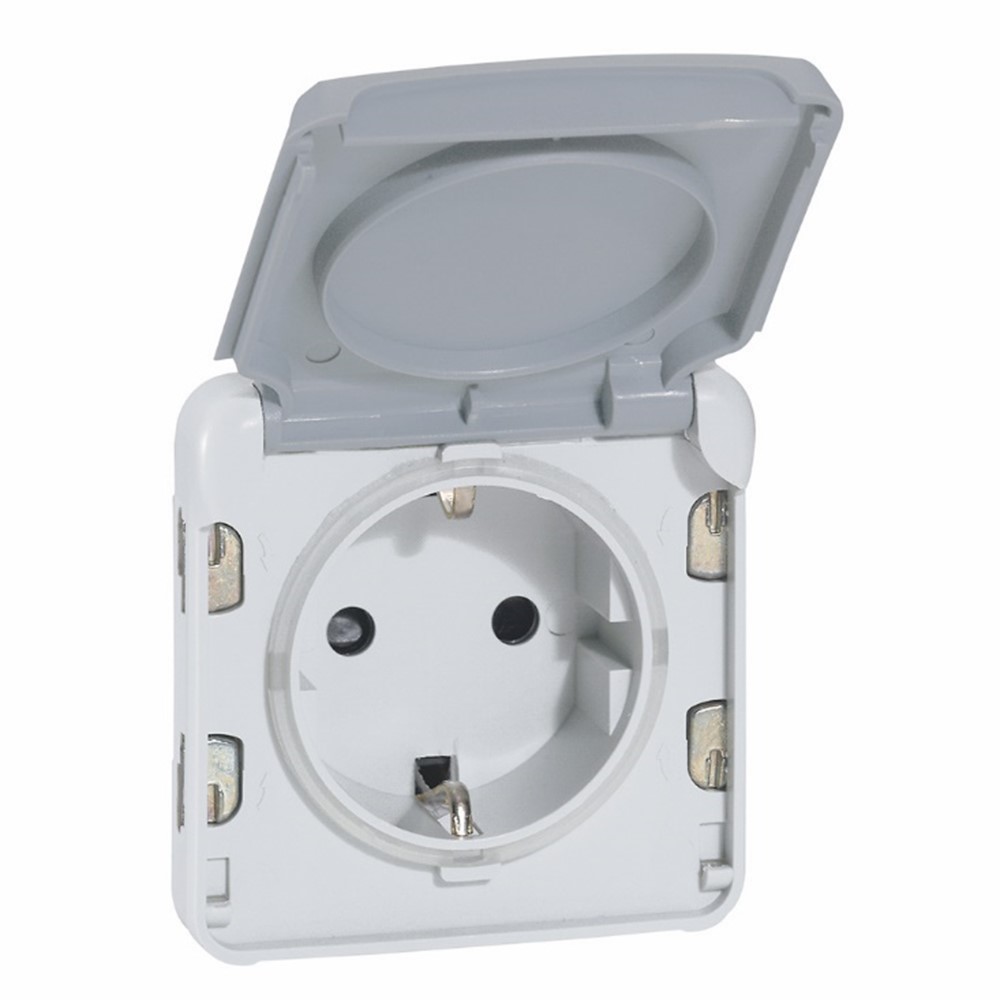069570 Контакт шуко IP55 - German standard - 2P+E Автоматични клеми сив Plexo , Legrand_small