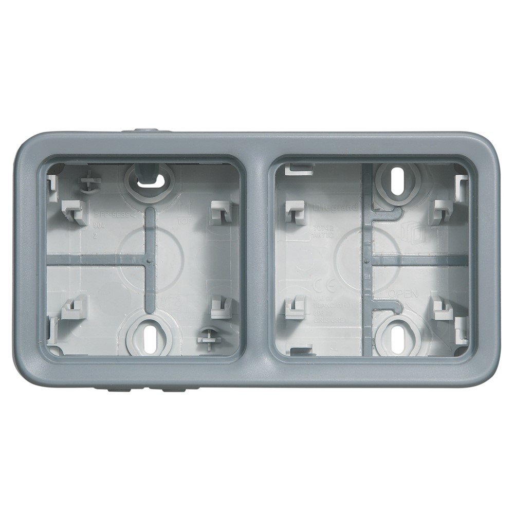 069672 Конзола двойна хор. повърхностен монтаж сива  IP55 Plexo , Legrand_small