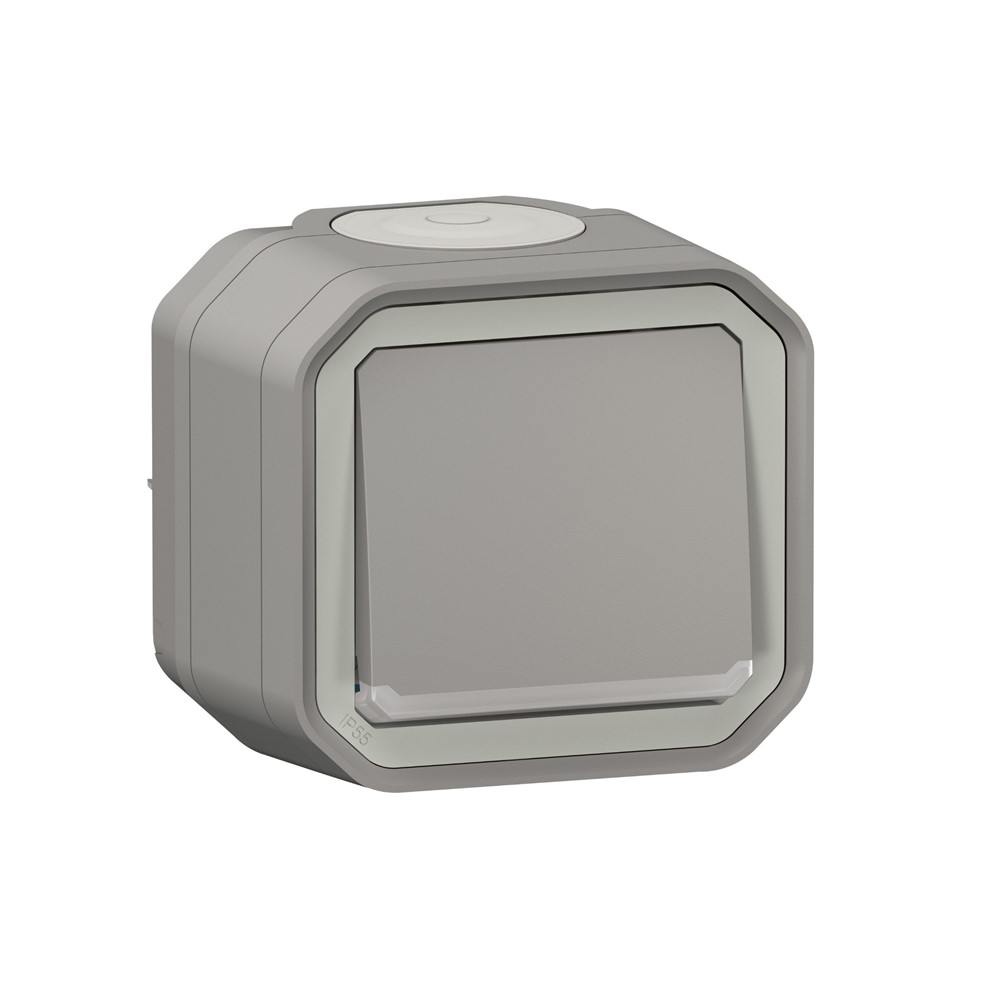 069713L Девиаторен ключ Plexo New, с подсветка, 10AX 250V, СГЛОБЕН, ОМ, сив, Legrand