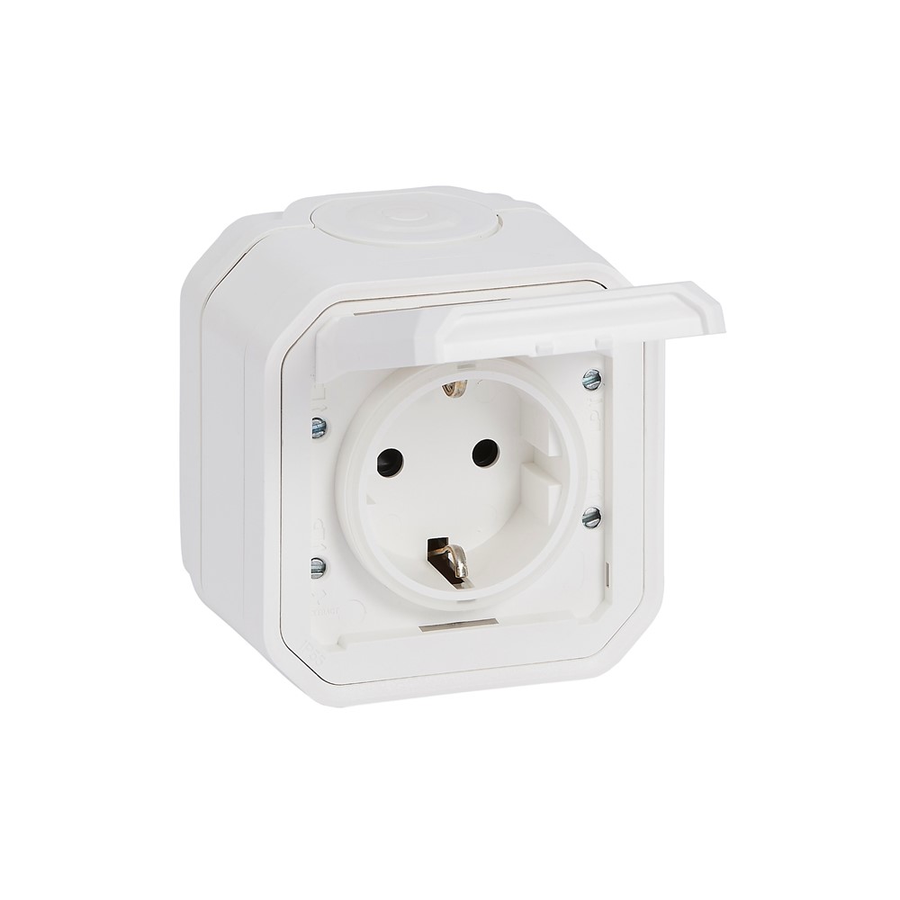 069771L Контакт Plexo New, Schuko, 2P+E, винтови клеми, СГЛОБЕН, ОМ, бял, Legrand_small