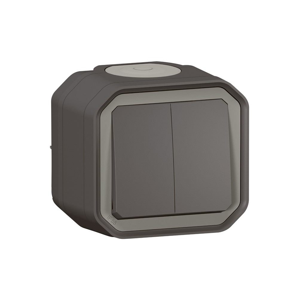 069775L Сериен девиатор/бутон Plexo New, IP55 IK08, 10AX 250V, СГЛОБЕН, ОМ, антрацит, Legrand